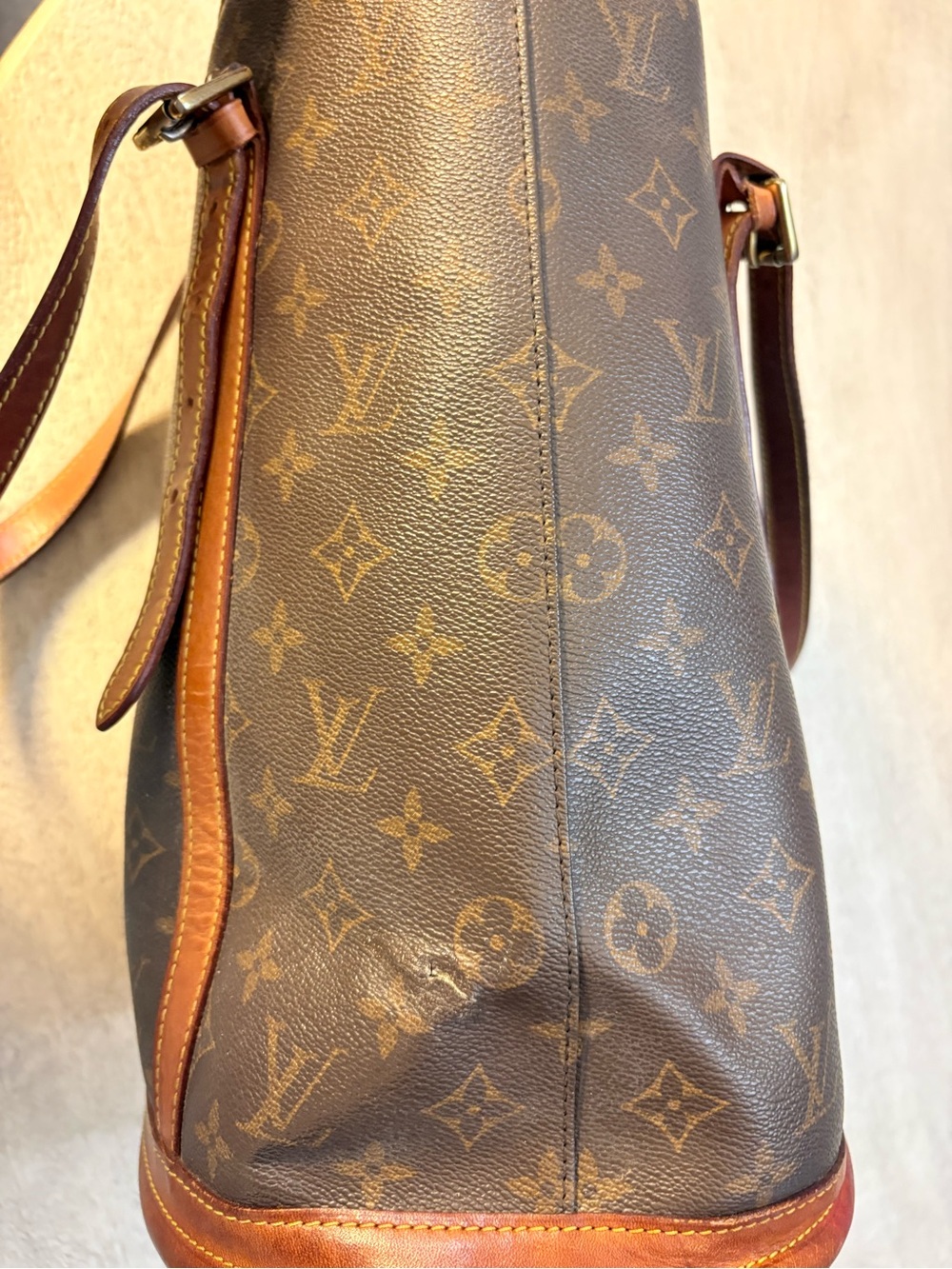 Louis Vuitton Monogram Vertical Bucket Bag in Brown and Tan - Picture 4 of 12
